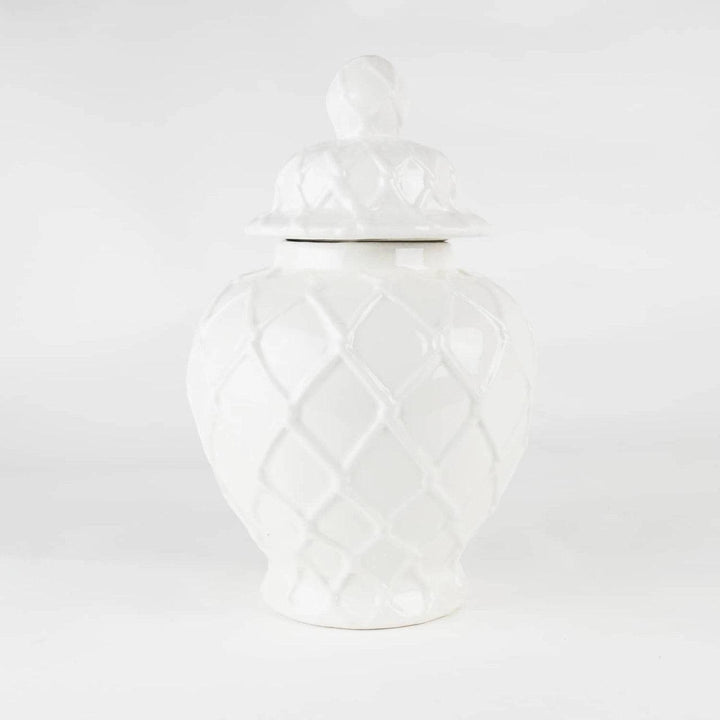 Large White Textured Ginger Jar