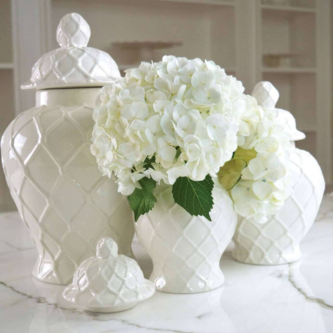 Extra Large White Textured Ginger Jar