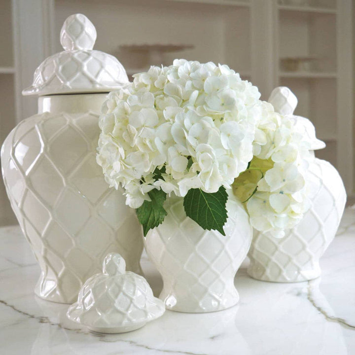 Large White Textured Ginger Jar