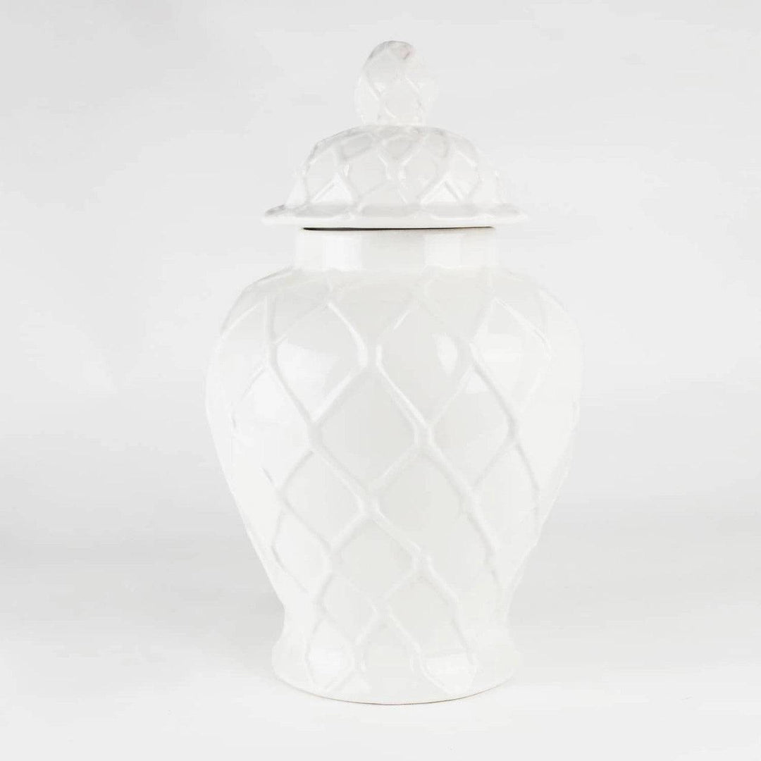 Extra Large White Textured Ginger Jar