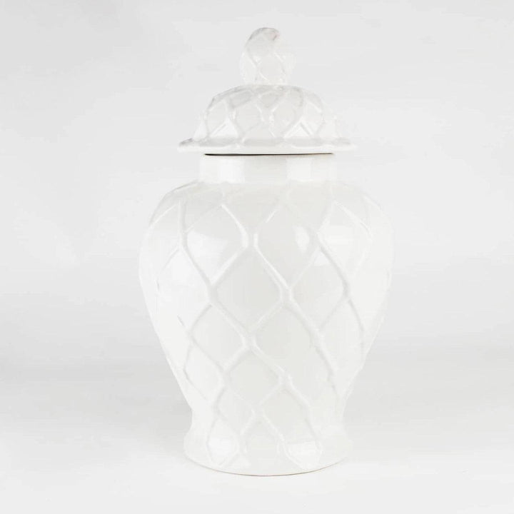 Extra Large White Textured Ginger Jar