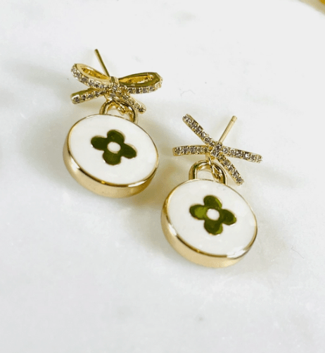 Beautiful Bow Blossom Earrings- White