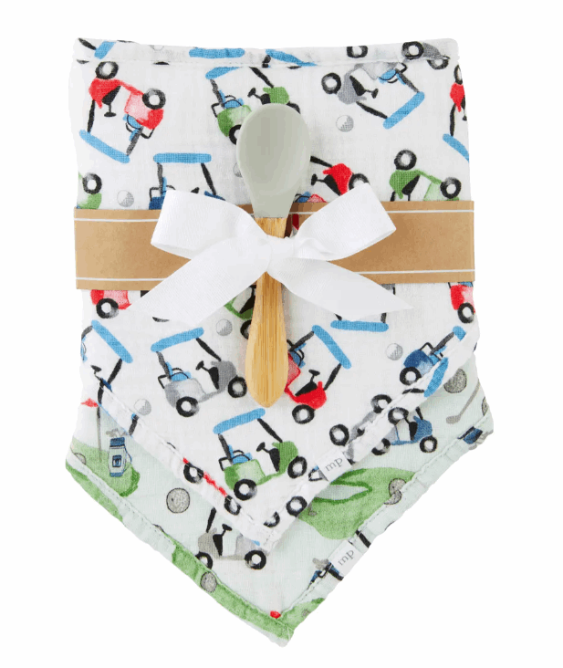 Golf Muslin Bib Spoon Set