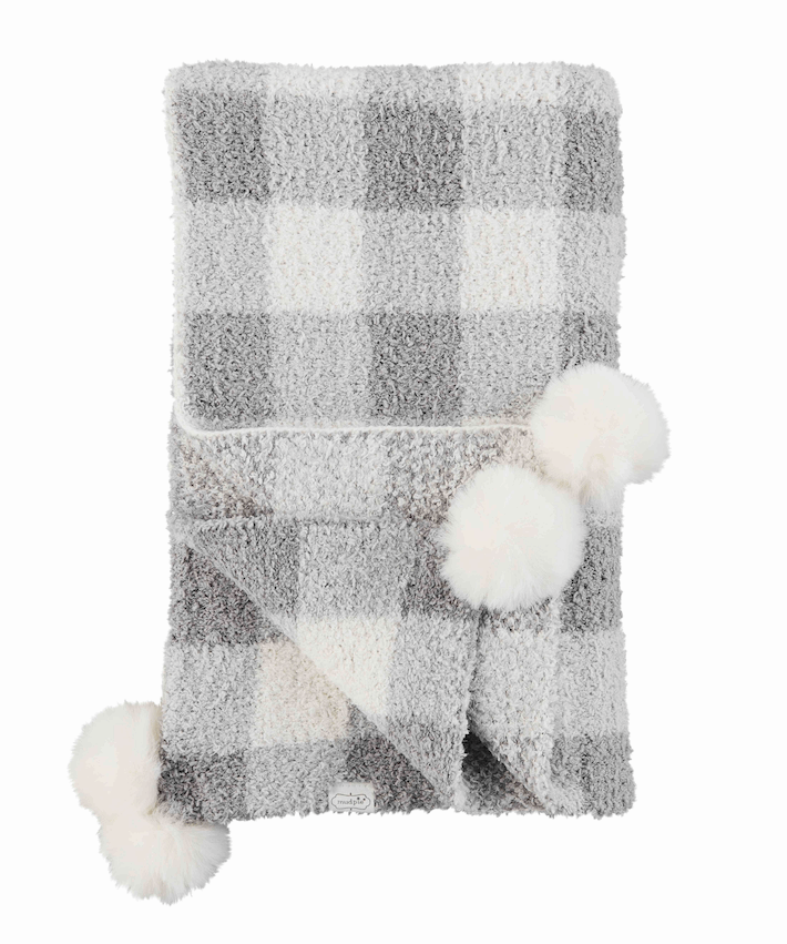 Baby Chenille Gray Gingham Blanket