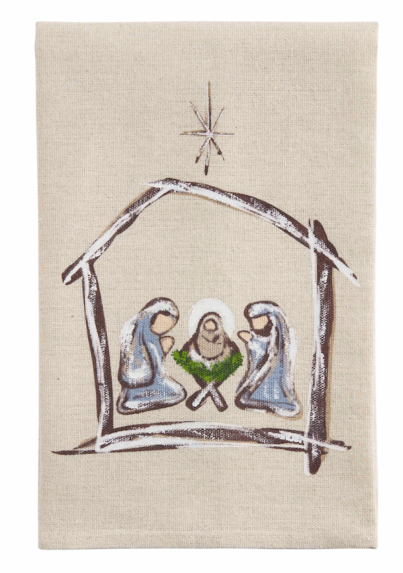 Baby Jesus or Nativity Scene Painted Towel