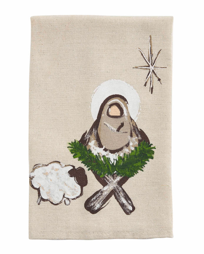 Baby Jesus or Nativity Scene Painted Towel