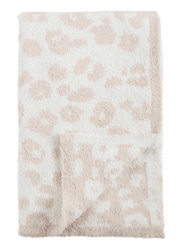 Cream Leopard Chenille Blanket