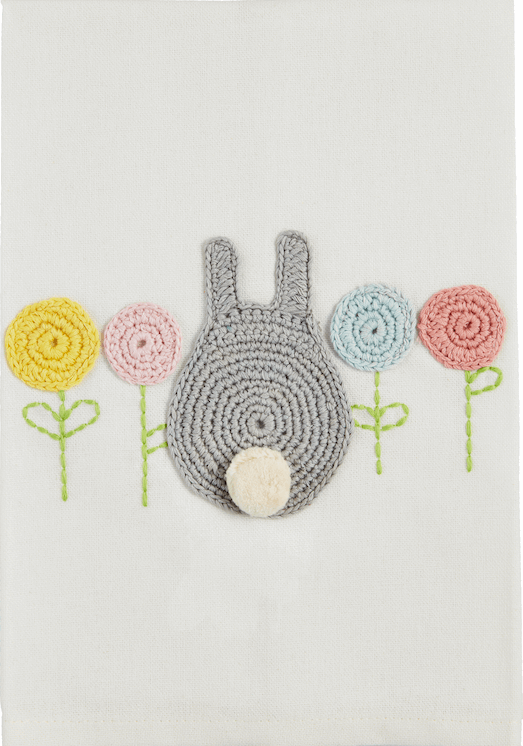 Bunny With Flowers Crochet Towel