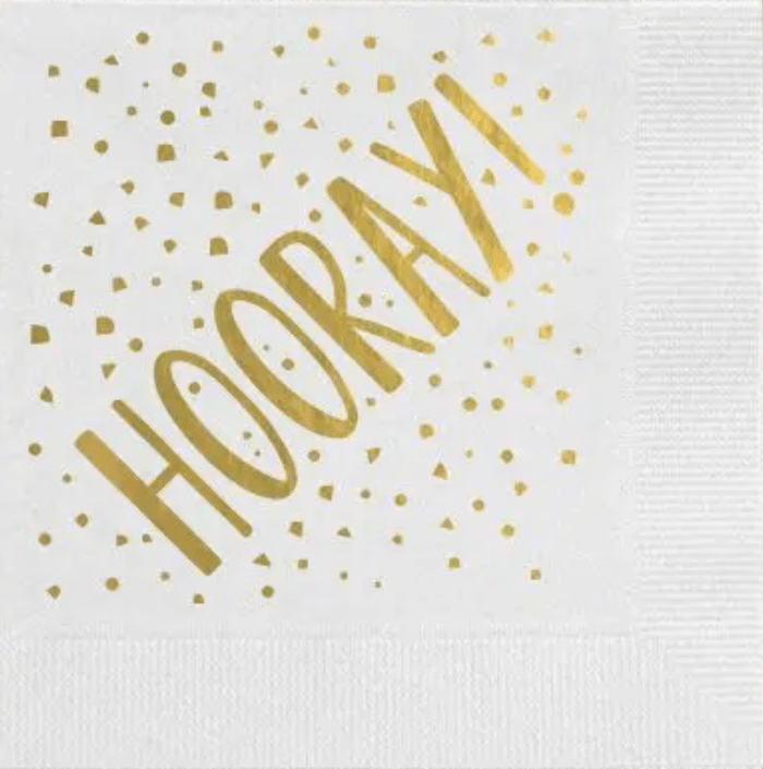 White Hooray Cocktail Napkins