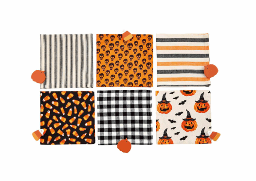 Black Gingham Halloween Towel- Sold Individually