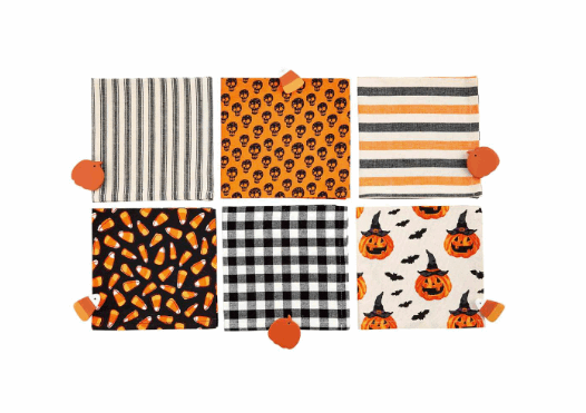 Black Ticking Stripe Halloween Towel- Sold Individually