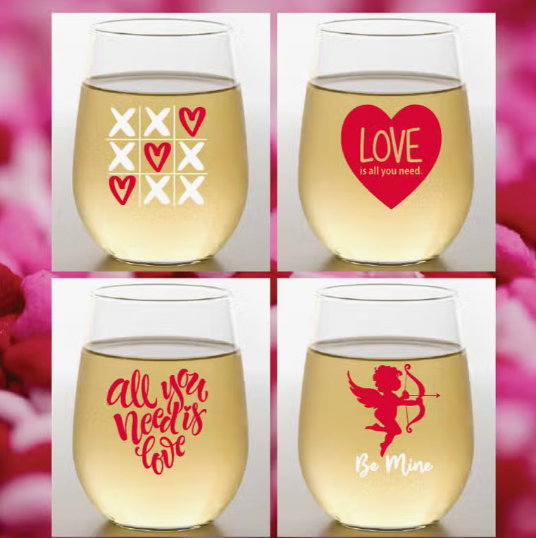 Valentine Shatterproof Wine Glasses- Set of 4 - Bloom and Petal