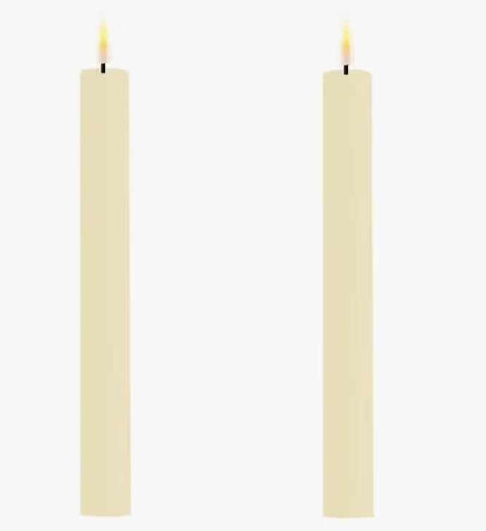 PAIR OF CREAM LED TAPER CANDLES