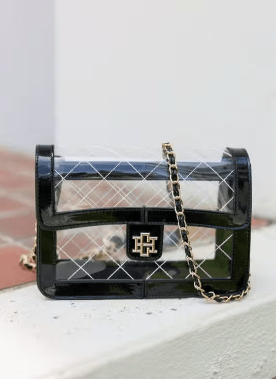 Quinn Quilted Clear Handbag Black Patent