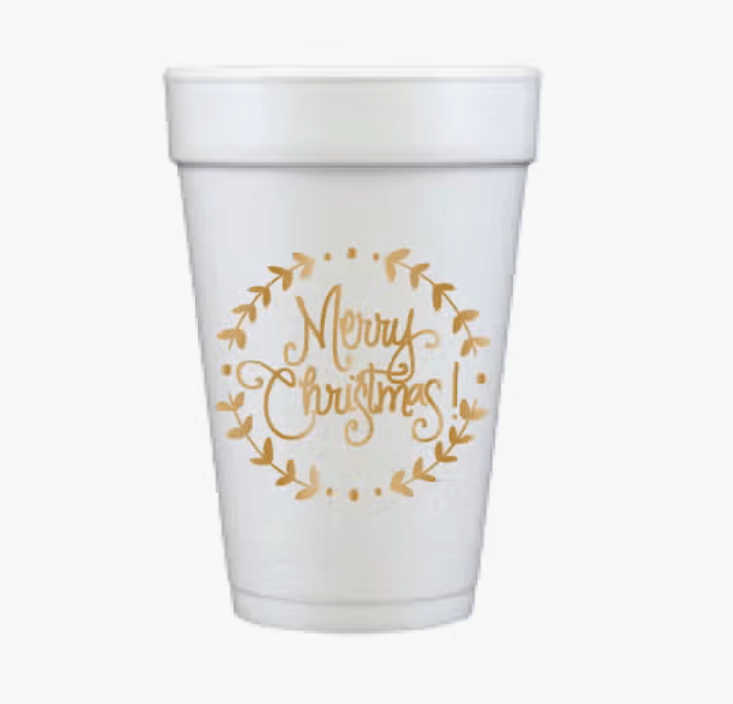 Merry Christmas Styrofoam Cups