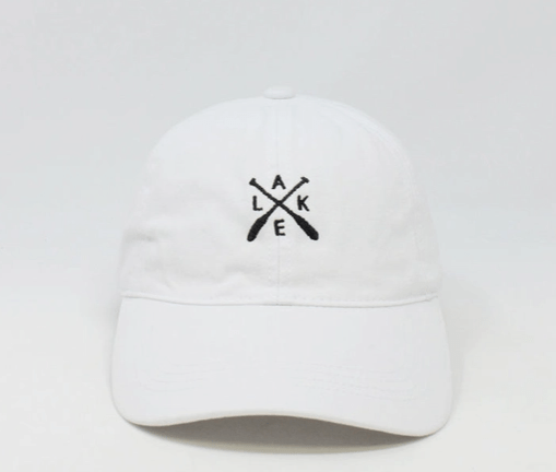 Lake Embroidery Baseball Cap- White