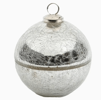 Noel Silver Glass Ornament Candle