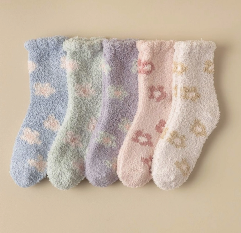 Fuzzy Floral Socks