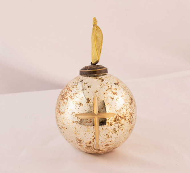 Cruix Glass Ball Ornament Burnt Silver/Gold