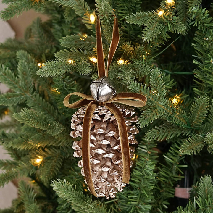 Jumbo Pinecone with Jingle Bell Ornament
