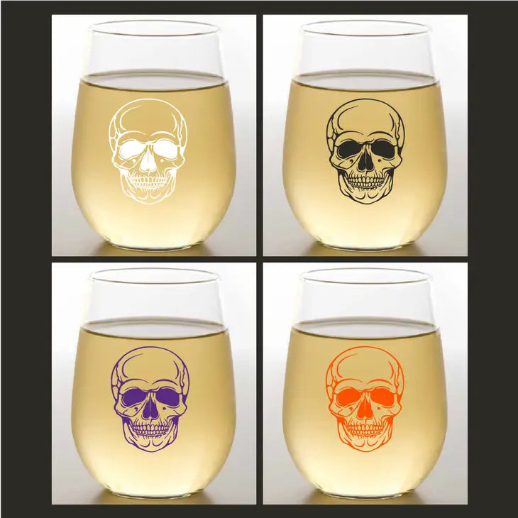 Halloween Skulls Shatterproof Wine Glasses- Set of 4 - Bloom and Petal