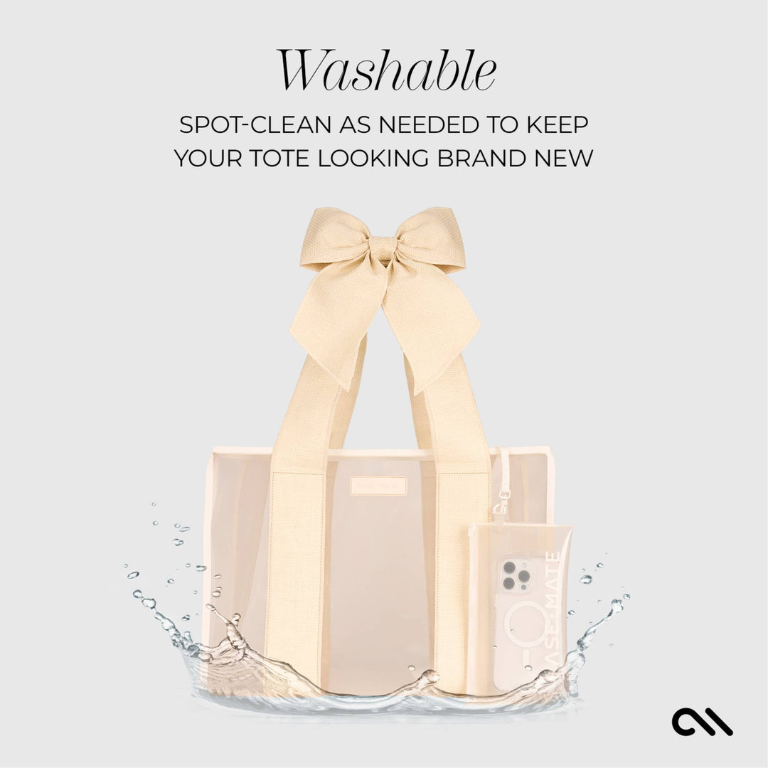 Case-Mate Ecru Raffia Bow Jelly Tote Bag