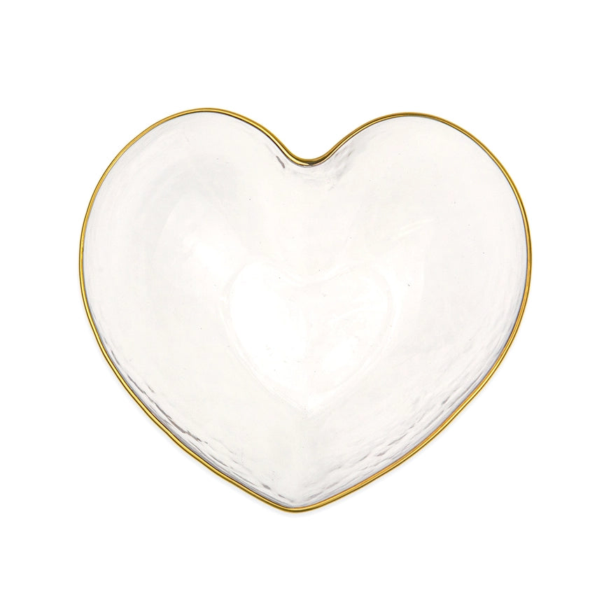 Heart Glass Bowl Clear/Gold