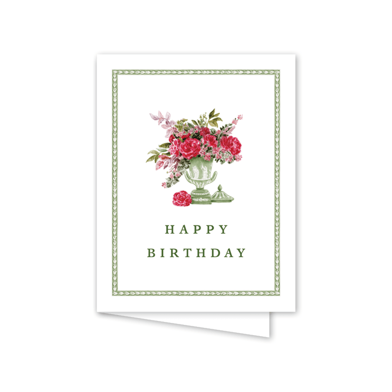 Porcelain Verte Floral Birthday: Single Card