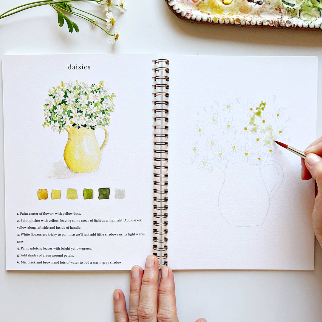 Flowers watercolor workbook by Emily Lex