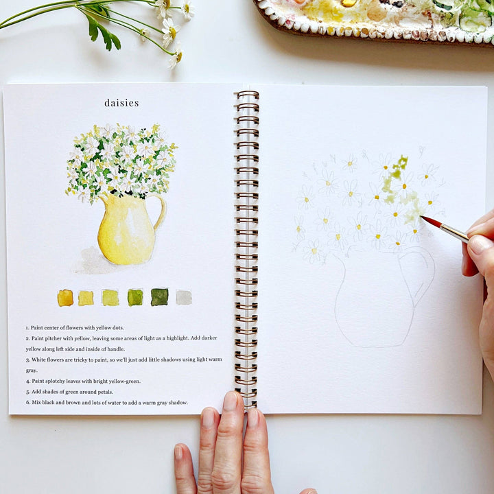Flowers watercolor workbook by Emily Lex