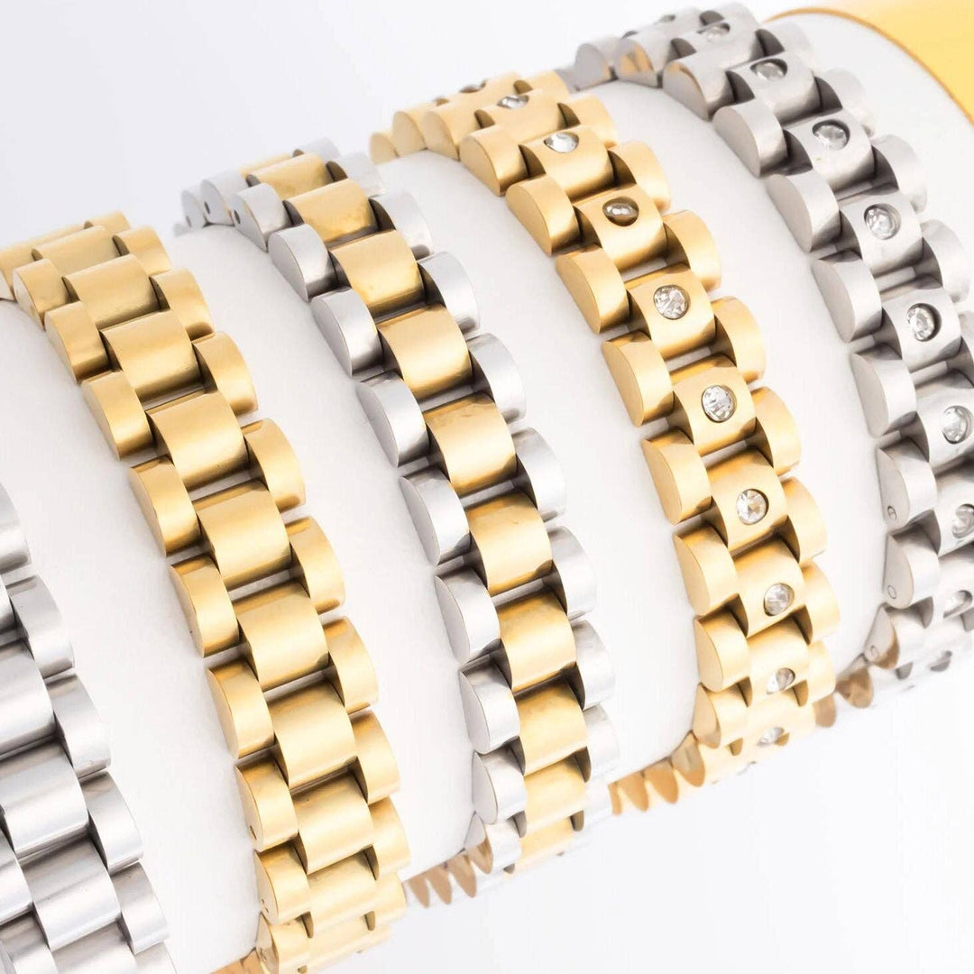 18K Gold Stainless Steel  Mixted Metal Watch Band Bracelet: Mixed Metal