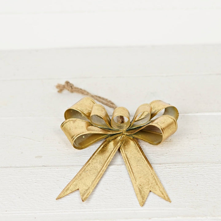 Dazzling Gold Metal Bow Ornament
