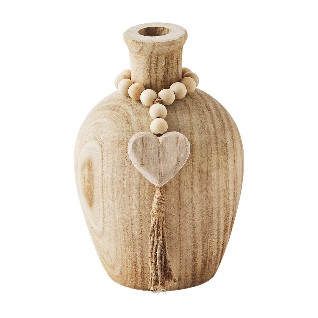 Heart Paulowina Beaded Vase