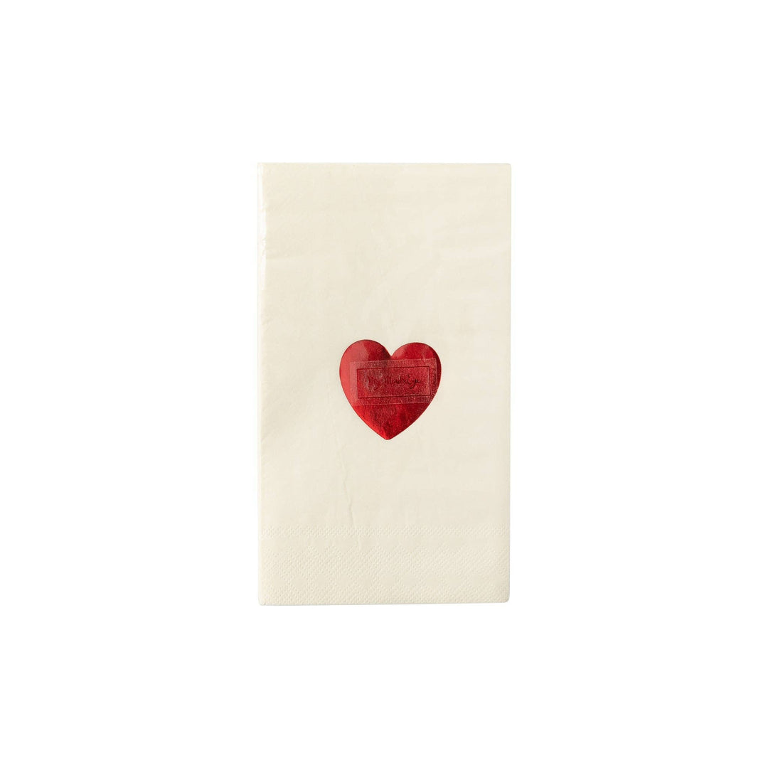 Valentine Red Foil Heart Guest Napkin