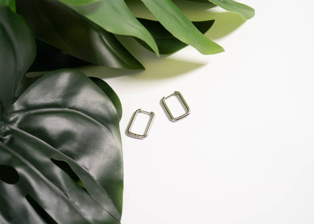18K Gold PVD Rounded Rectangle Everyday Huggie Earrings: Gold