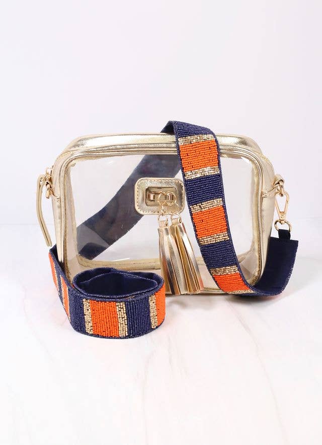 Stadium Striped Strap Navy and Orange