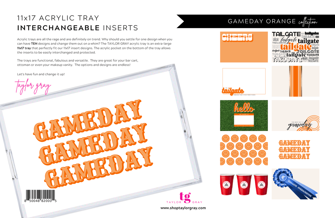 GAMEDAY ORANGE Acrylic Tray  insert set of 10