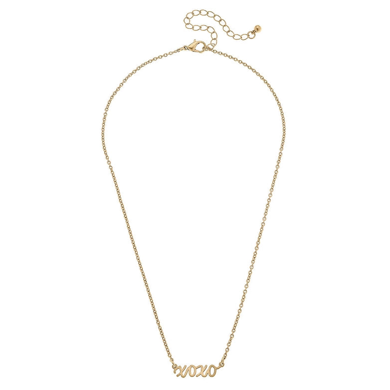 Julia XOXO Delicate Necklace in Worn Gold - Bloom and Petal
