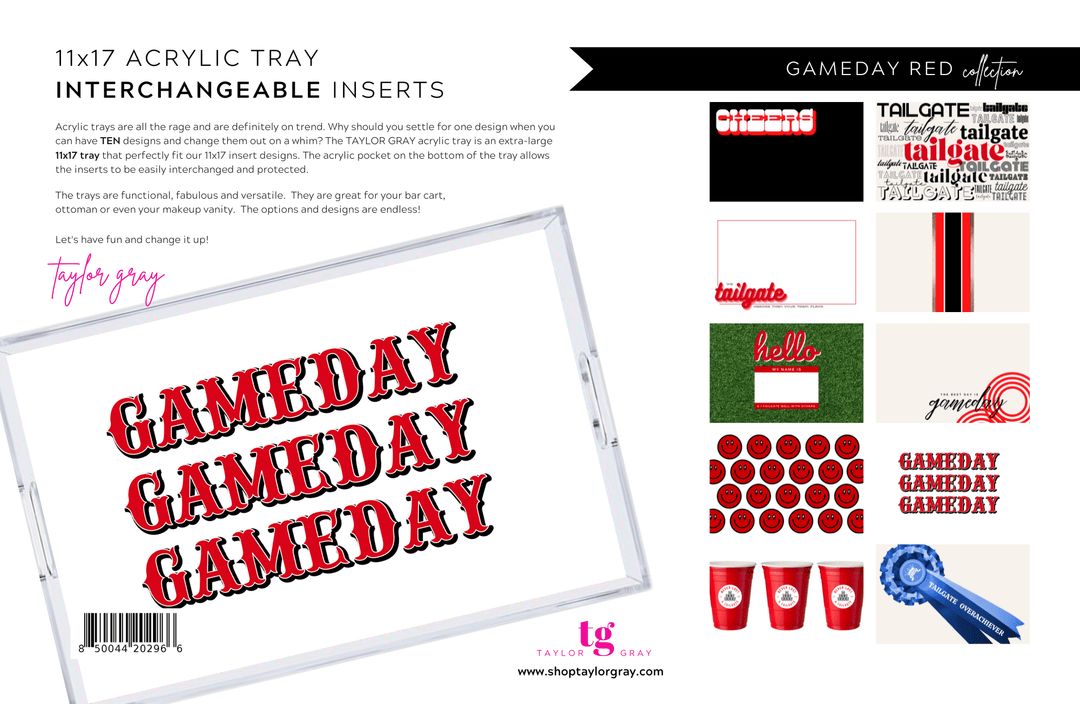 GAMEDAY RED Acrylic Tray insert set of 10