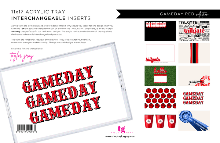 GAMEDAY RED Acrylic Tray insert set of 10