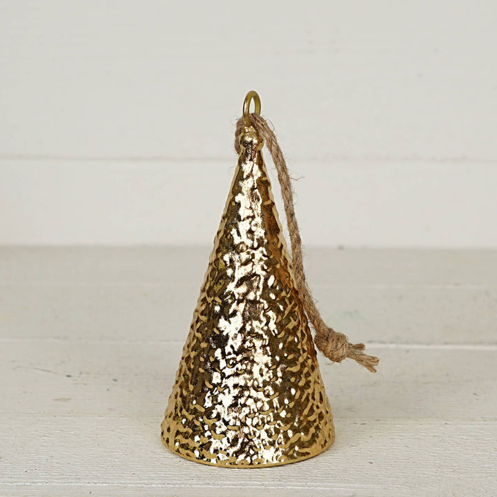 Shiny Gold punched Cone Bell Ornament