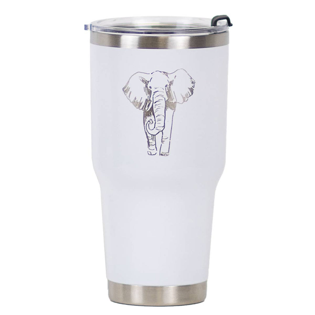 Elephant Etched Tumbler White