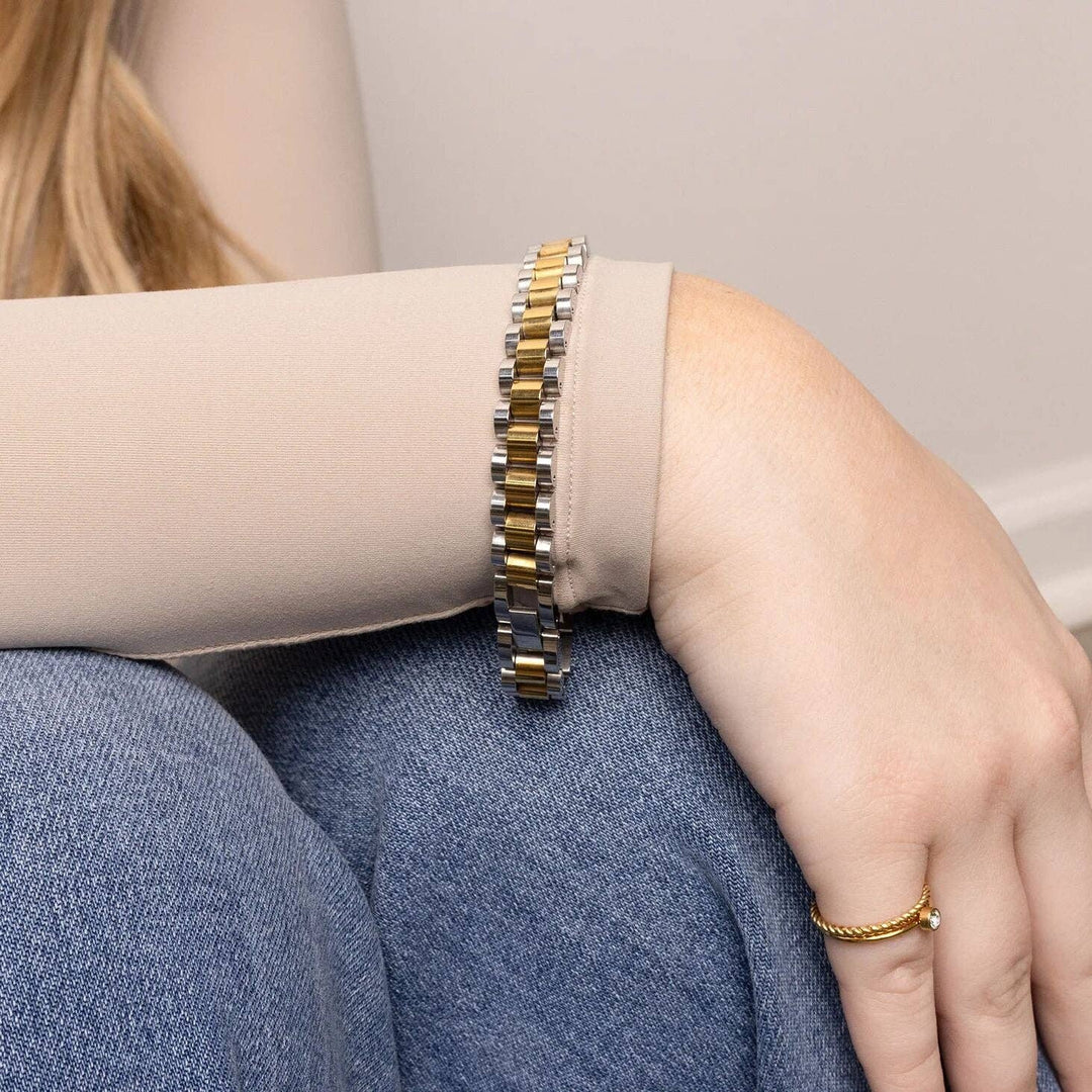 18K Gold Stainless Steel  Mixted Metal Watch Band Bracelet: Mixed Metal