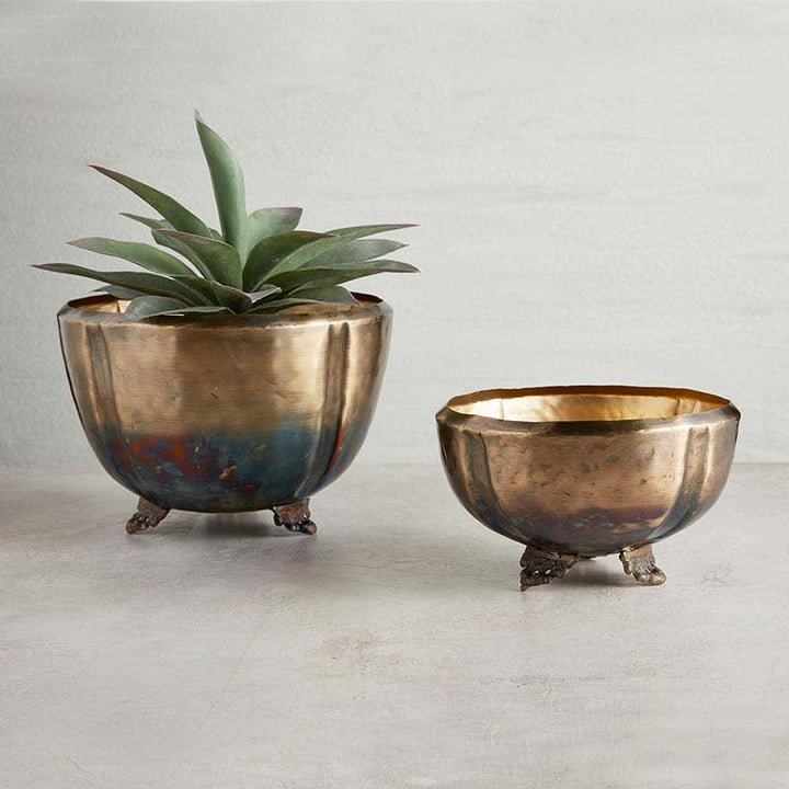 Small Two Tone Brass Planter