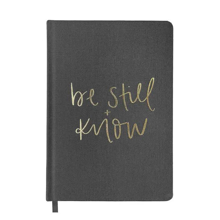 Be Still and Know - Grey and Gold Foil Fabric Journal