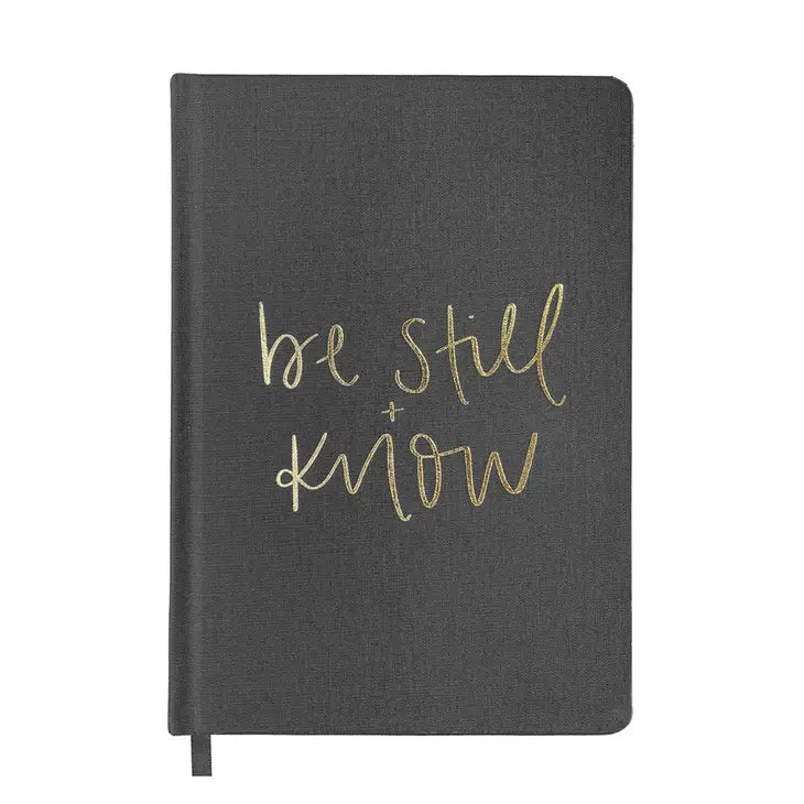 Be Still and Know - Grey and Gold Foil Fabric Journal - Bloom and Petal