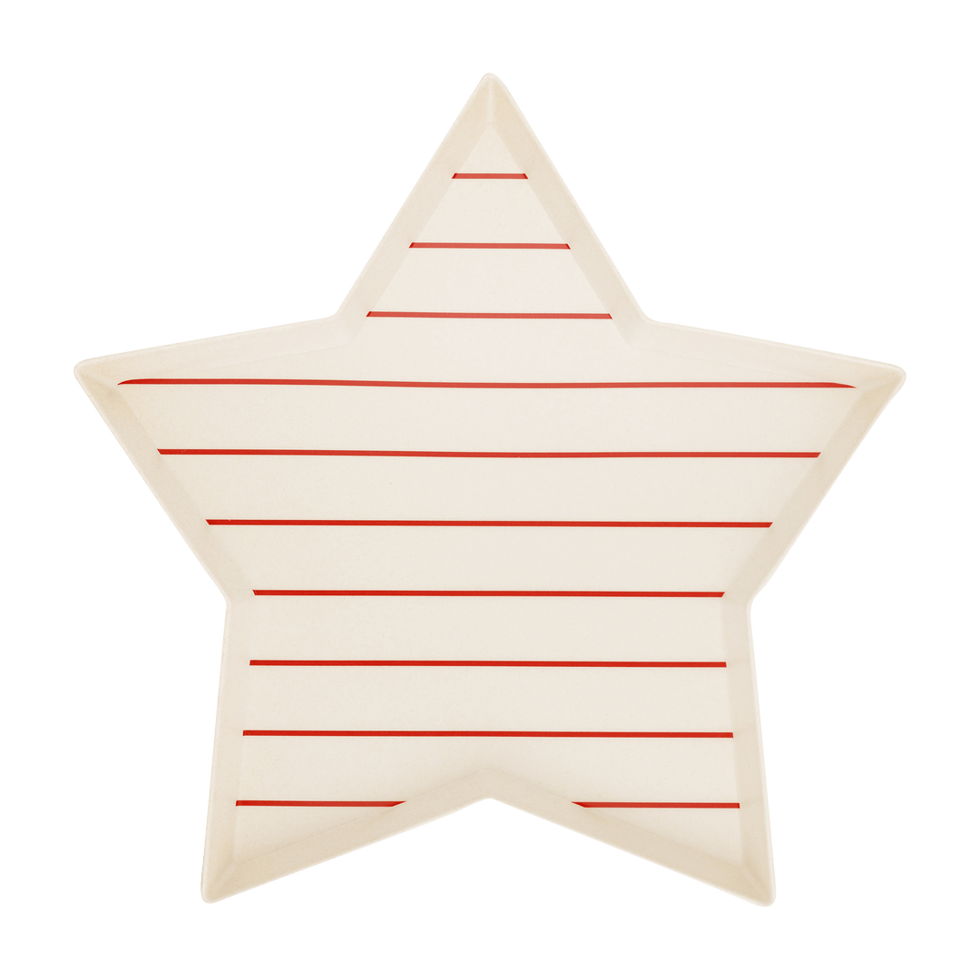 Star Shaped Red Stripe Reusable Bamboo Tray