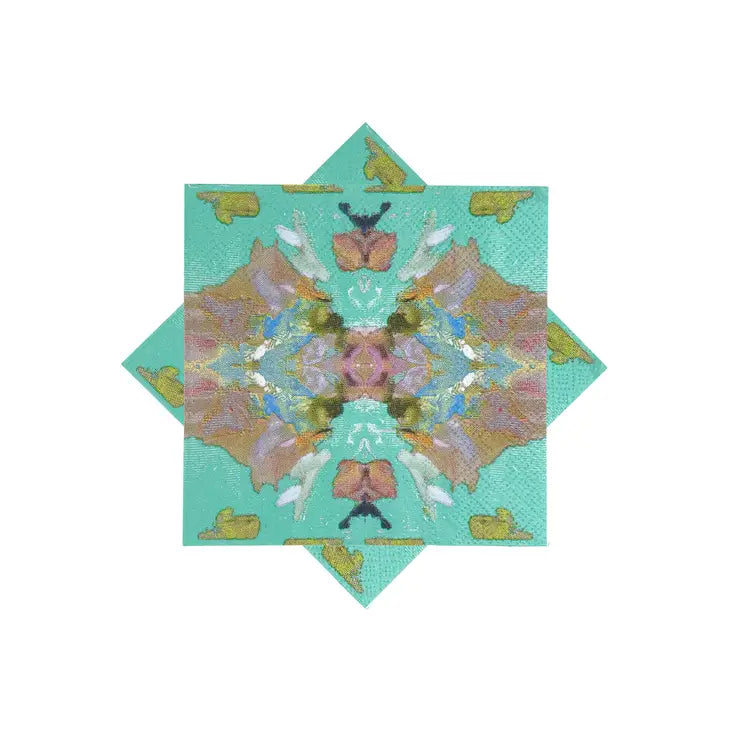Laura Park Stained Glass Turquoise Cocktail Napkins - Bloom and Petal