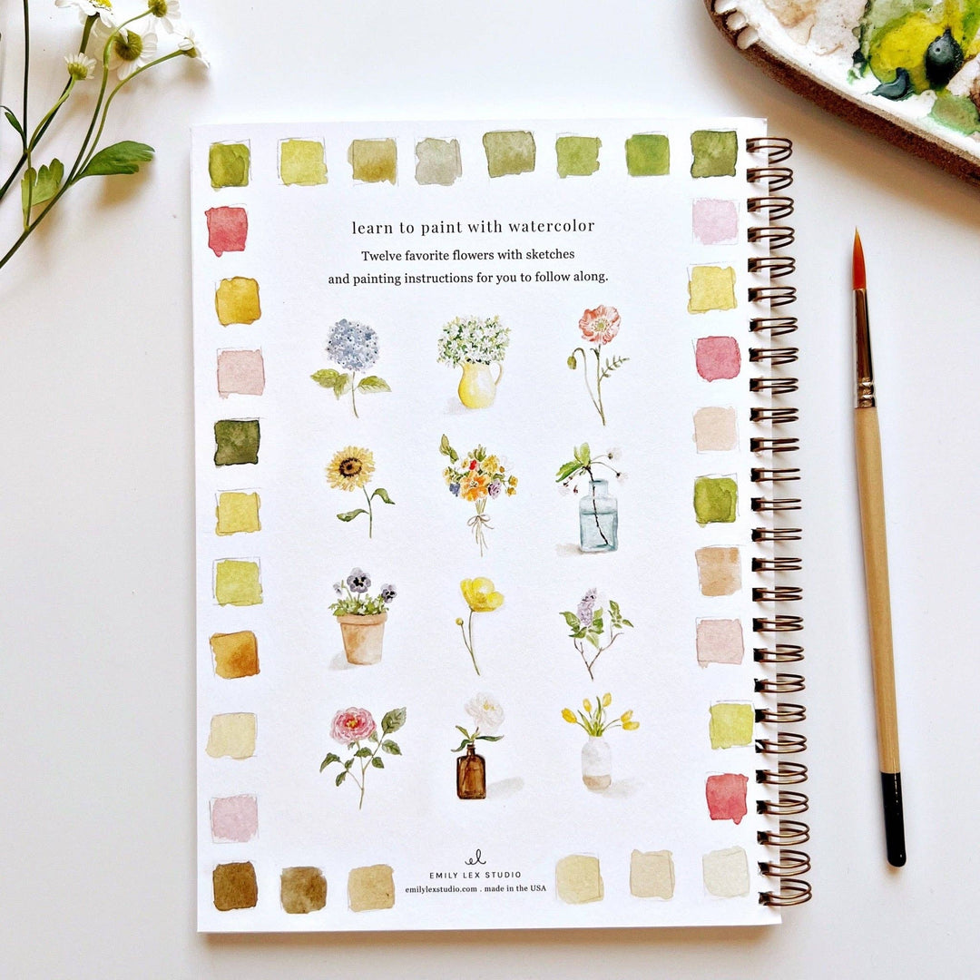 Flowers watercolor workbook by Emily Lex