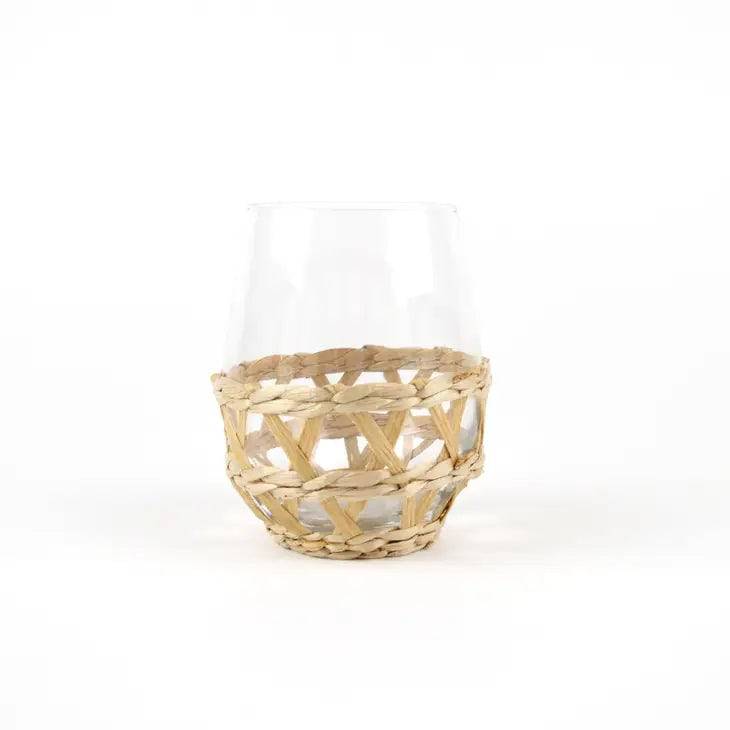 Rattan Stemless Wine Glasses- Sold Individually